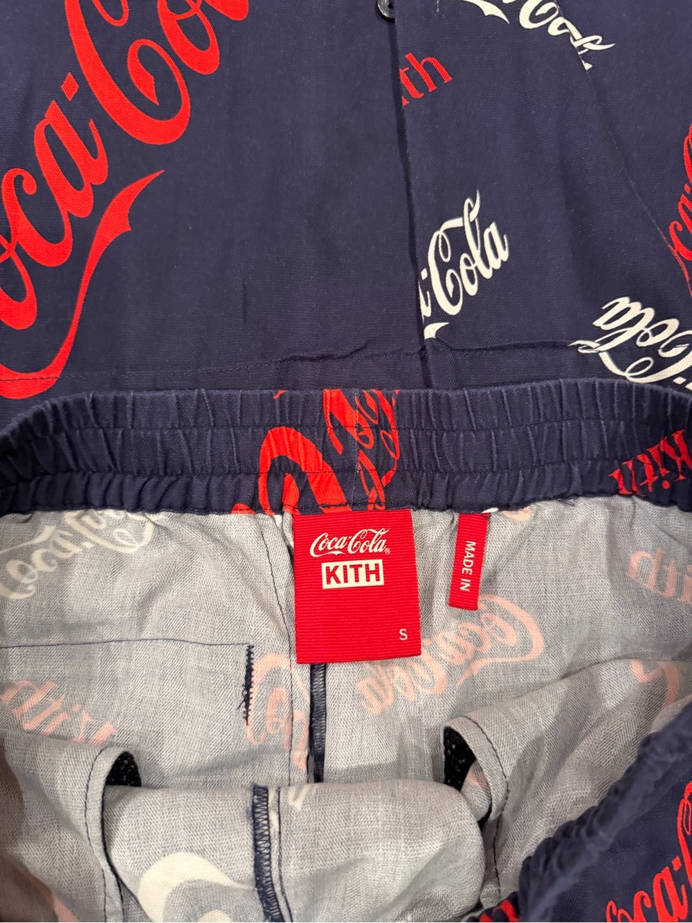 Kith Navy Red White Coca-Cola Logo Short Sleeve Shirt and Shorts Set - Picture 2 of 3